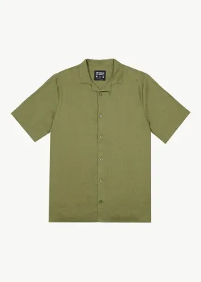 AFENDS Mens Daily - Cuban Shorts Sleeve Shirt - Military