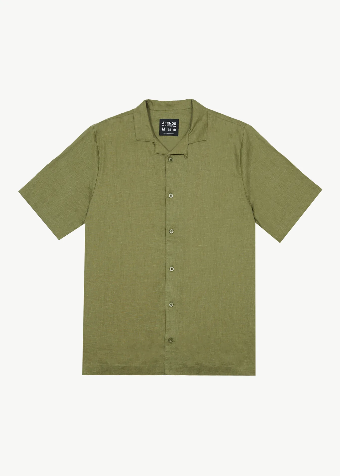 AFENDS Mens Daily - Cuban Shorts Sleeve Shirt - Military