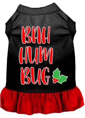 Bah Humbug Screen Print Dog Dress Black With Red Sm