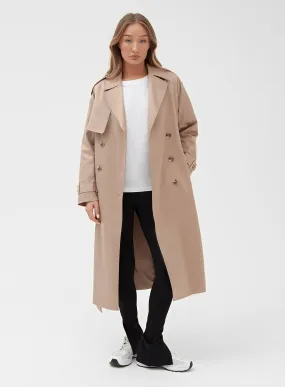 Elegant Beige Belted Trench Coat - Lille Collection