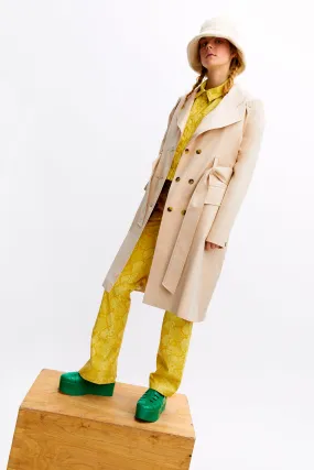 Beige Flat Trench Coat