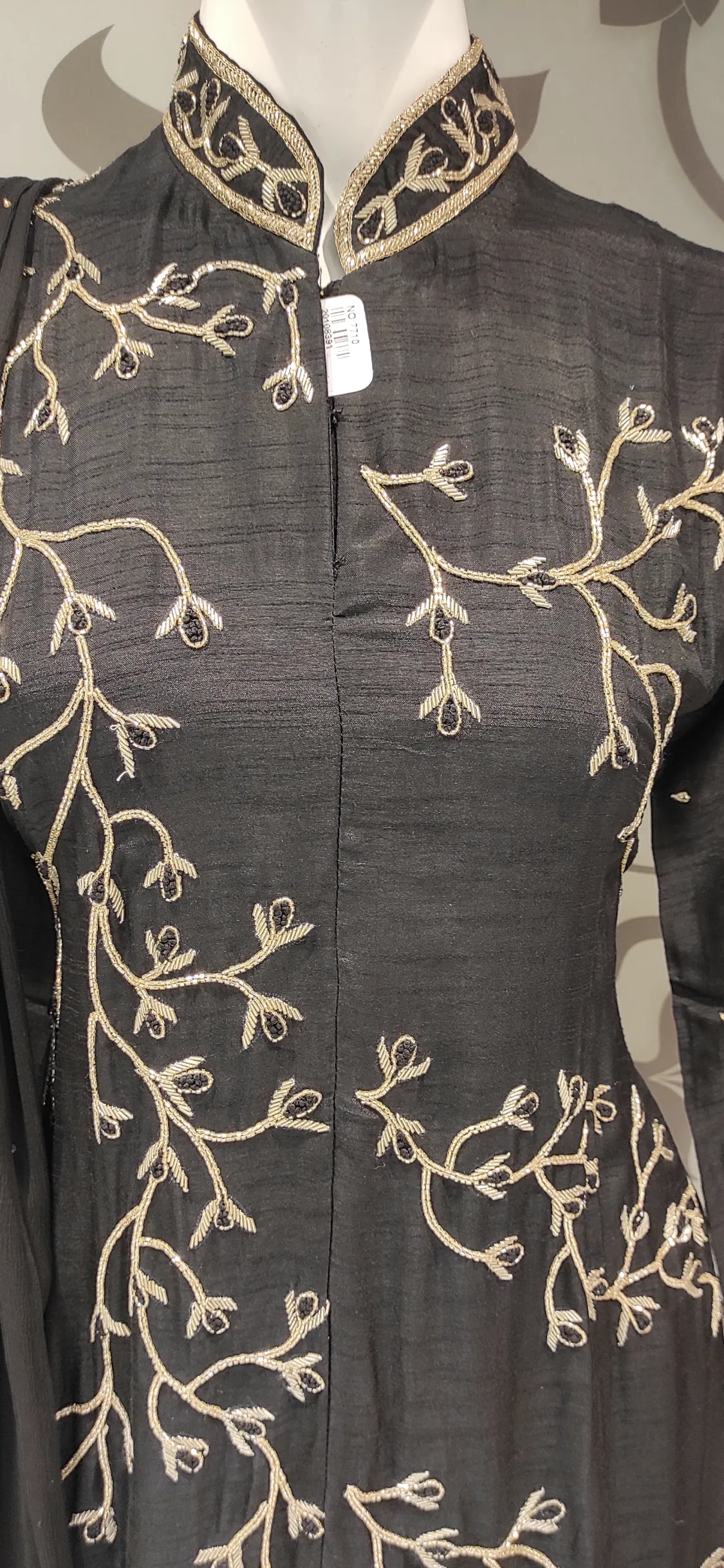 Black Raw Silk Plazzo with Hand Embroidery