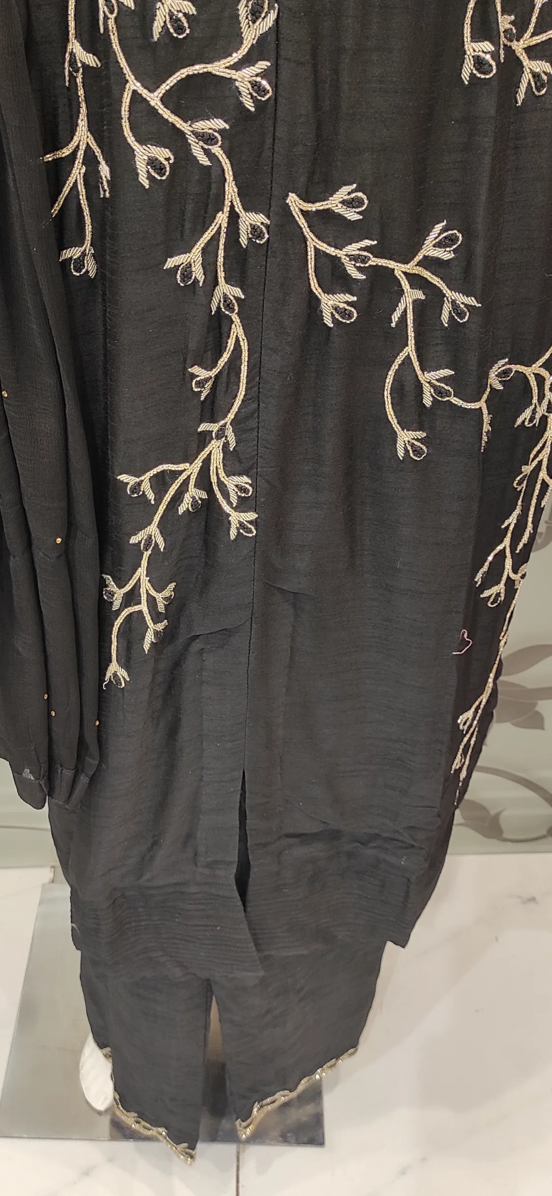 Black Raw Silk Plazzo with Hand Embroidery