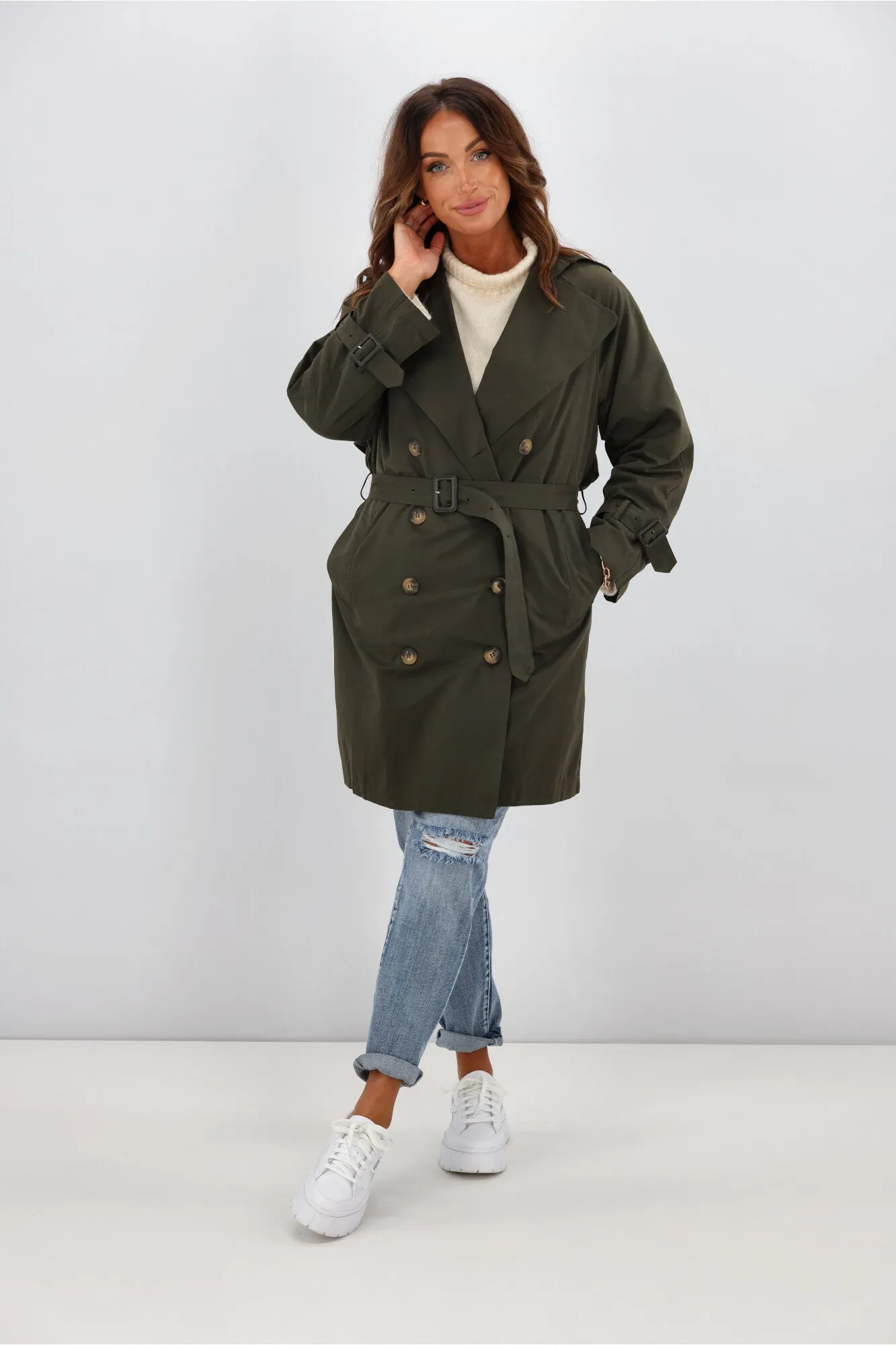 Boho Australia Trench Coat Dark Khaki