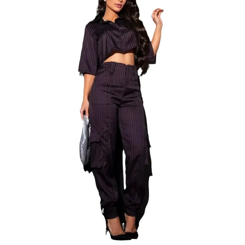 Casual Pantsuit with Short Shirt