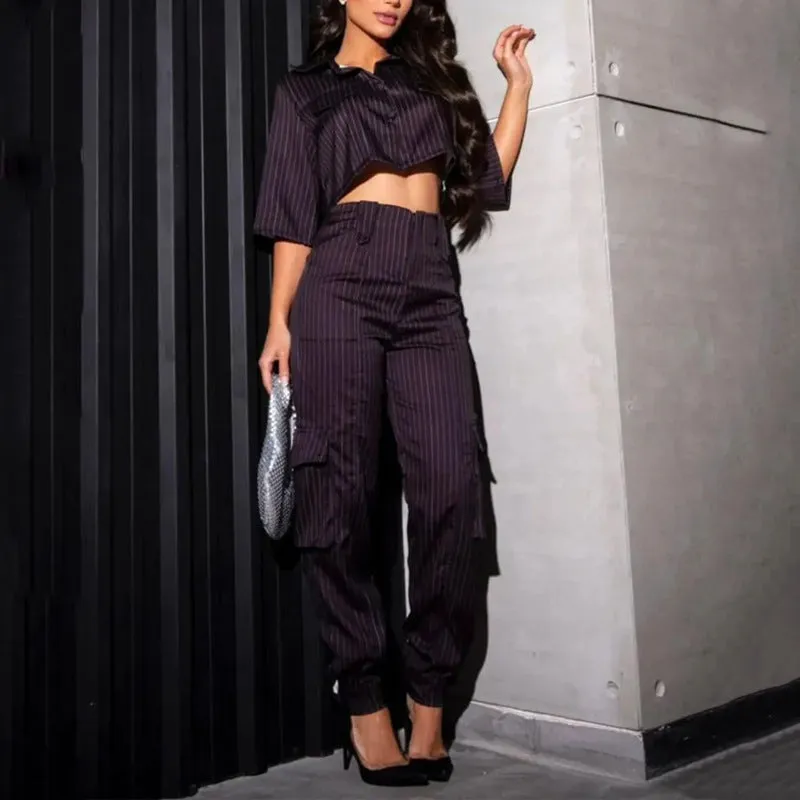 Casual Pantsuit with Short Shirt