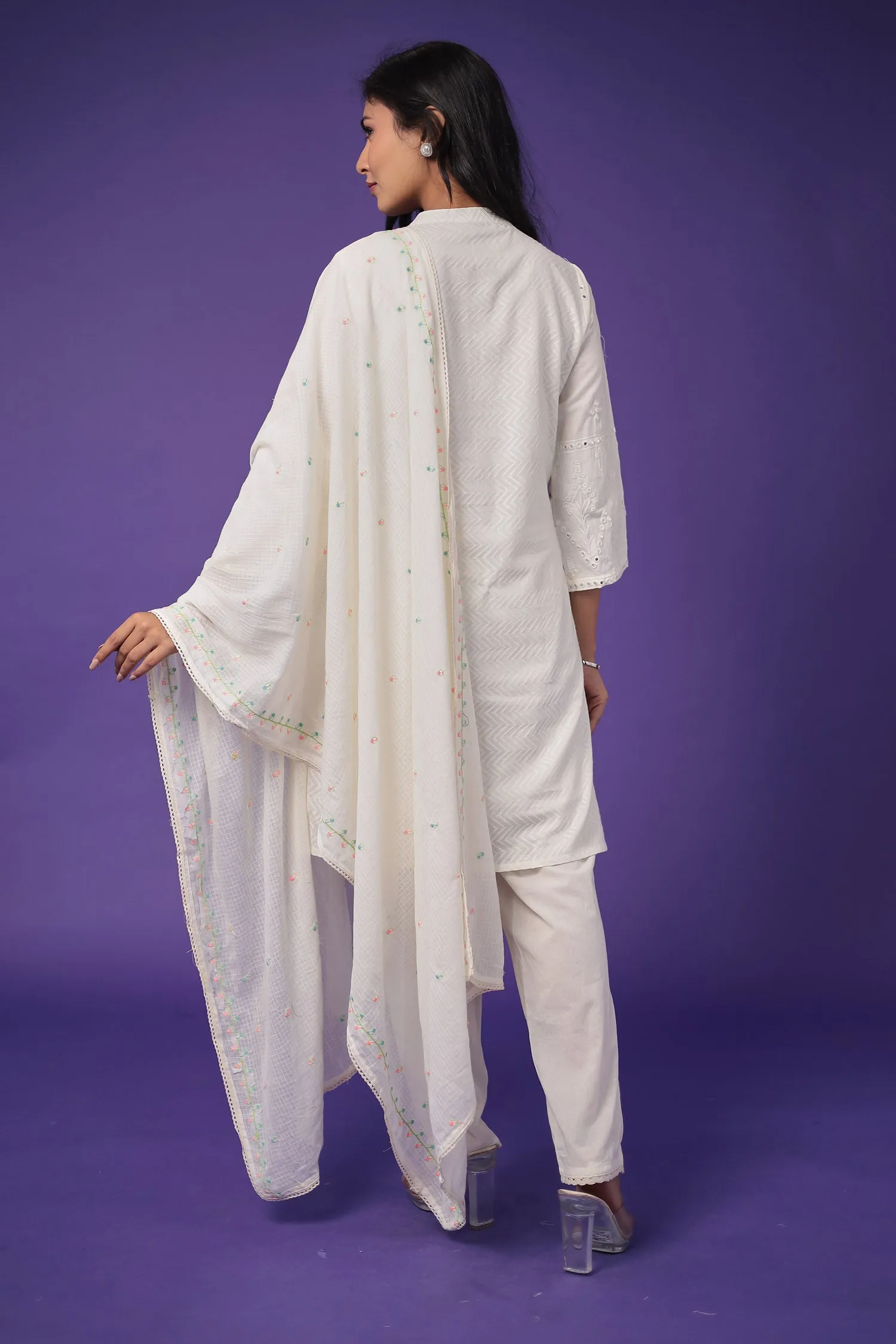 Cotton Kurta Set Stitched with Embroidered work