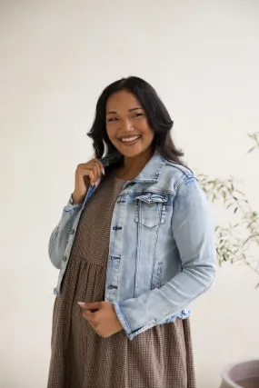 Frayed Denim Jacket in Light Blue