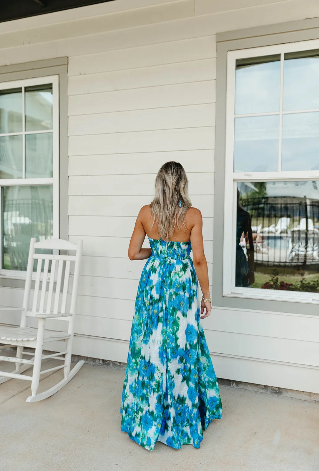 Josephine Maxi Dress - White/Blue