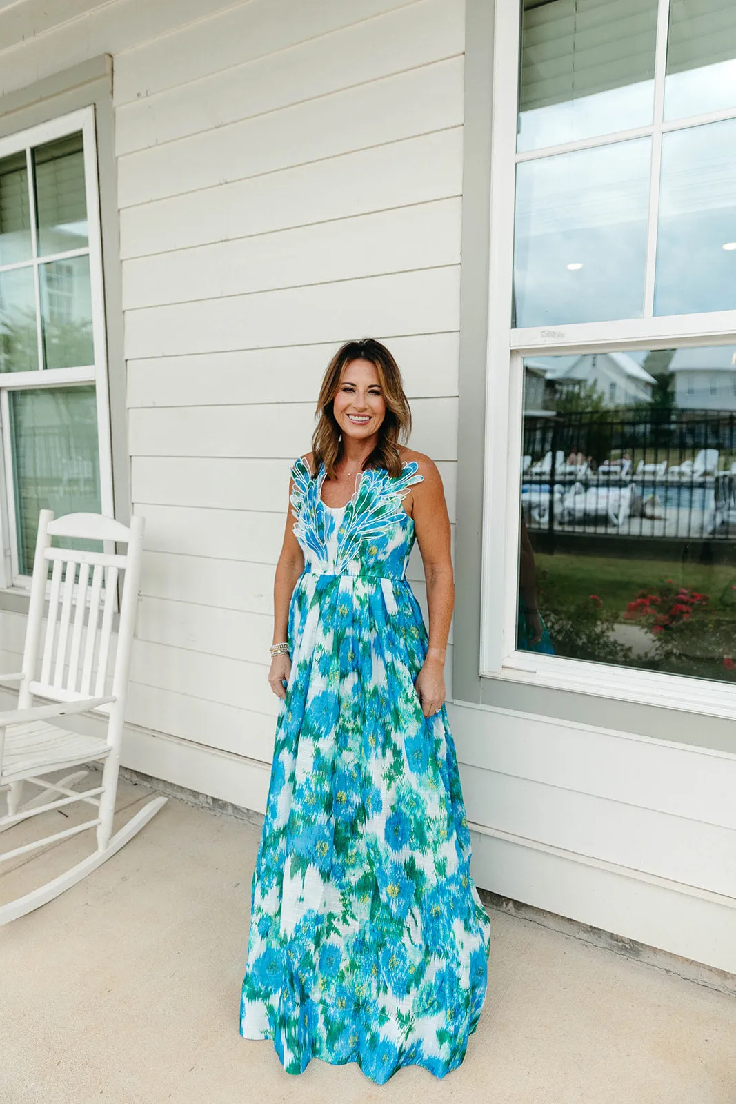 Josephine Maxi Dress - White/Blue