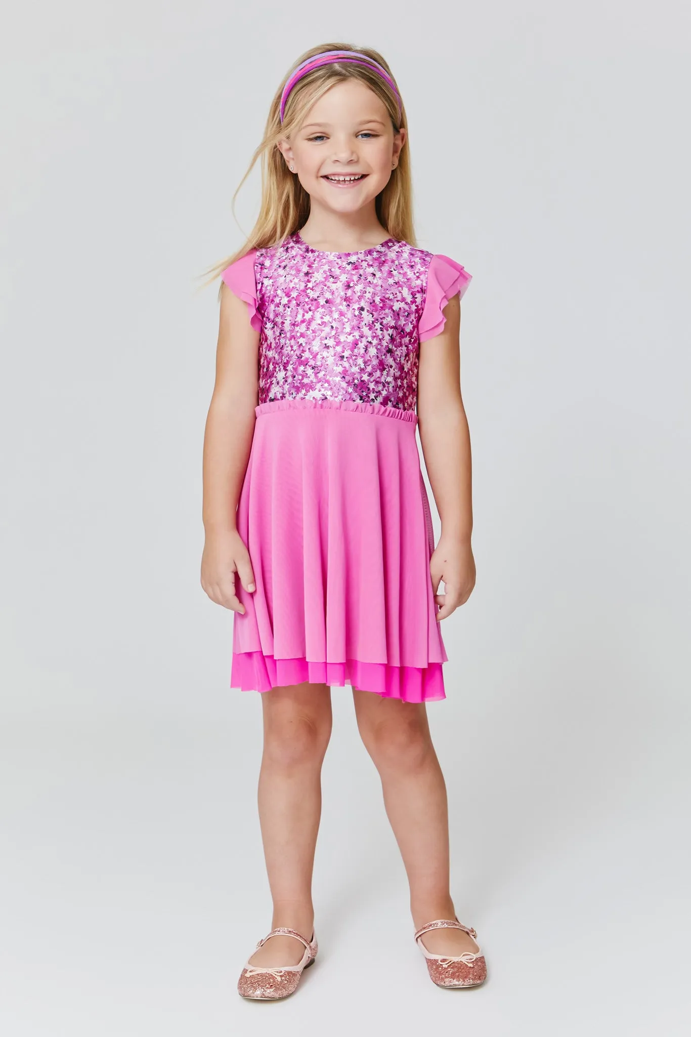 Kids Princess Dress in Star Confetti Foil