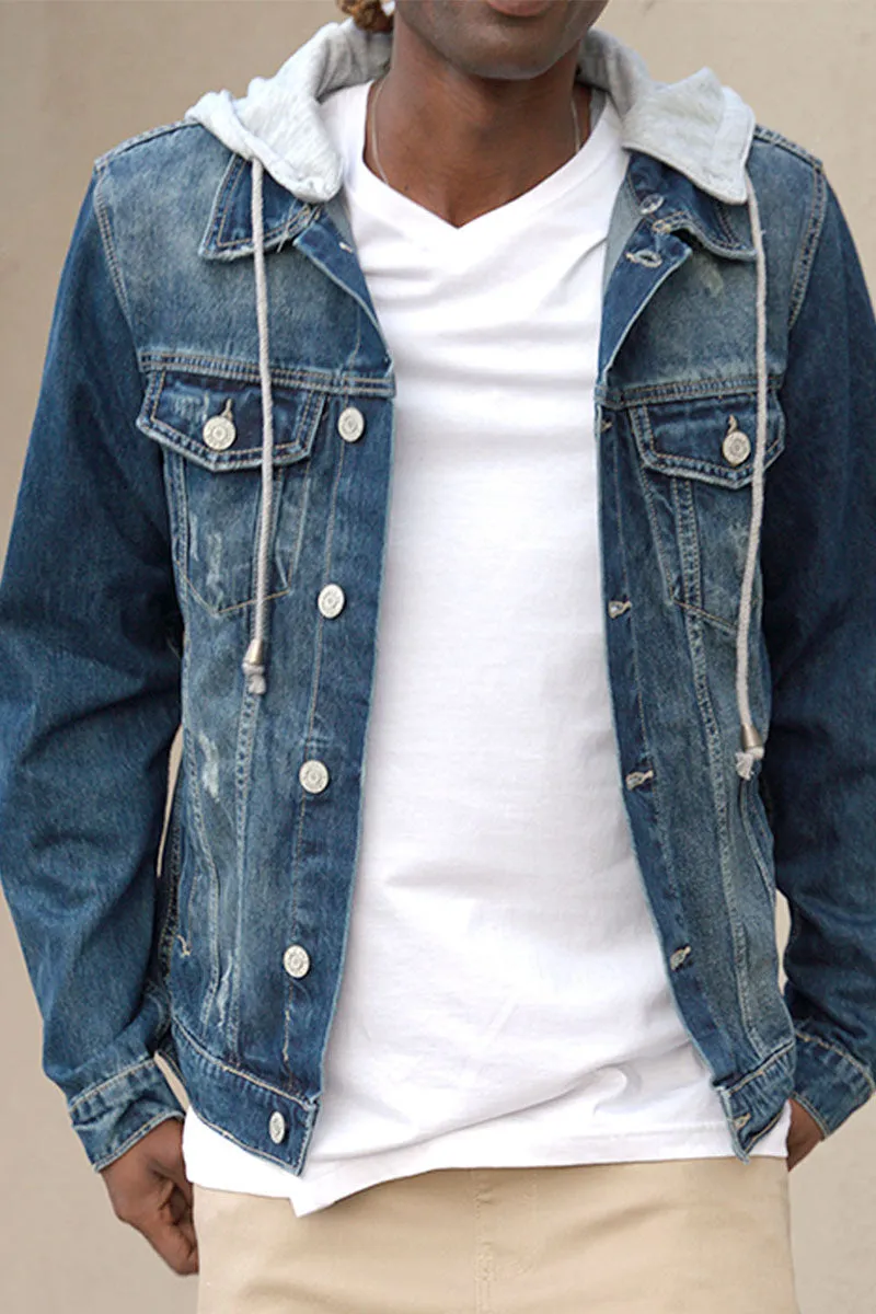 Layered Hooded Denim Jacket