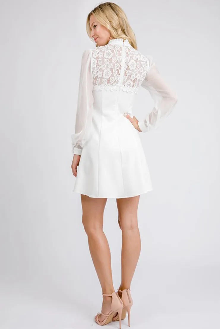 Love At First Dress Lace Fit & Flare Dress - White