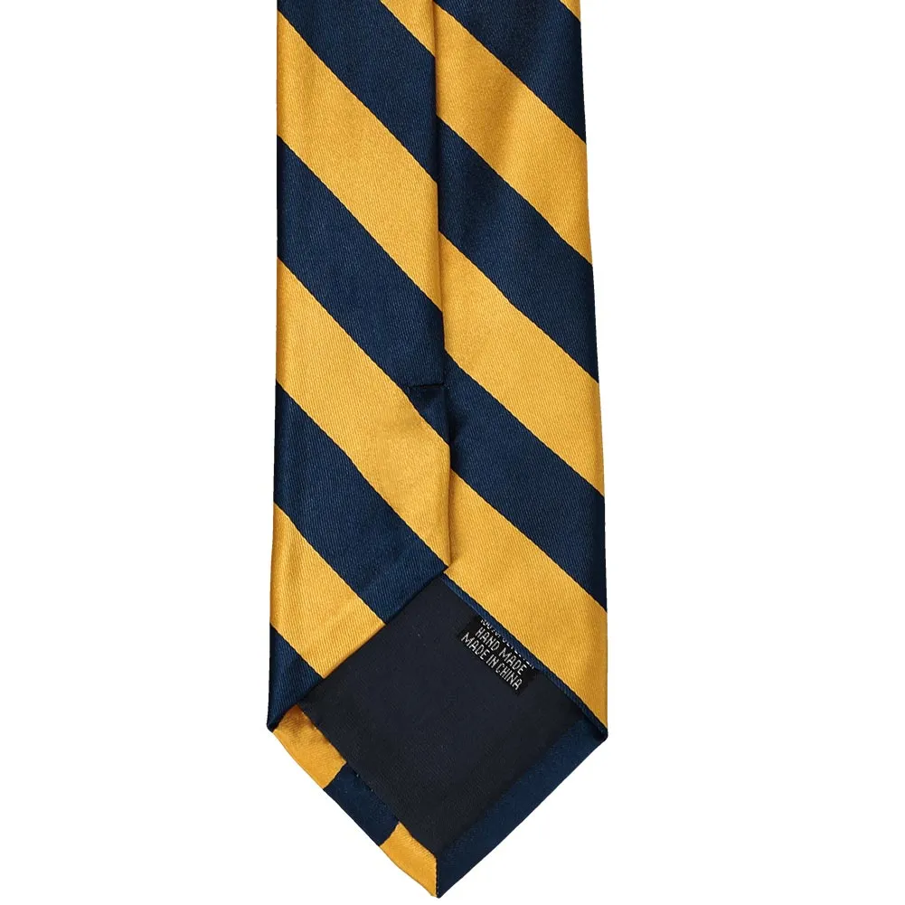 Navy Blue and Gold Bar Striped Tie