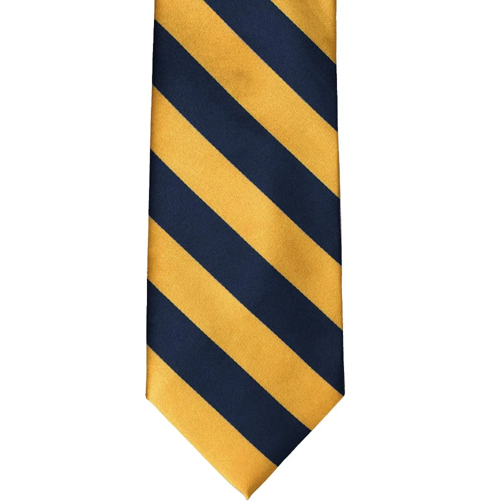 Navy Blue and Gold Bar Striped Tie