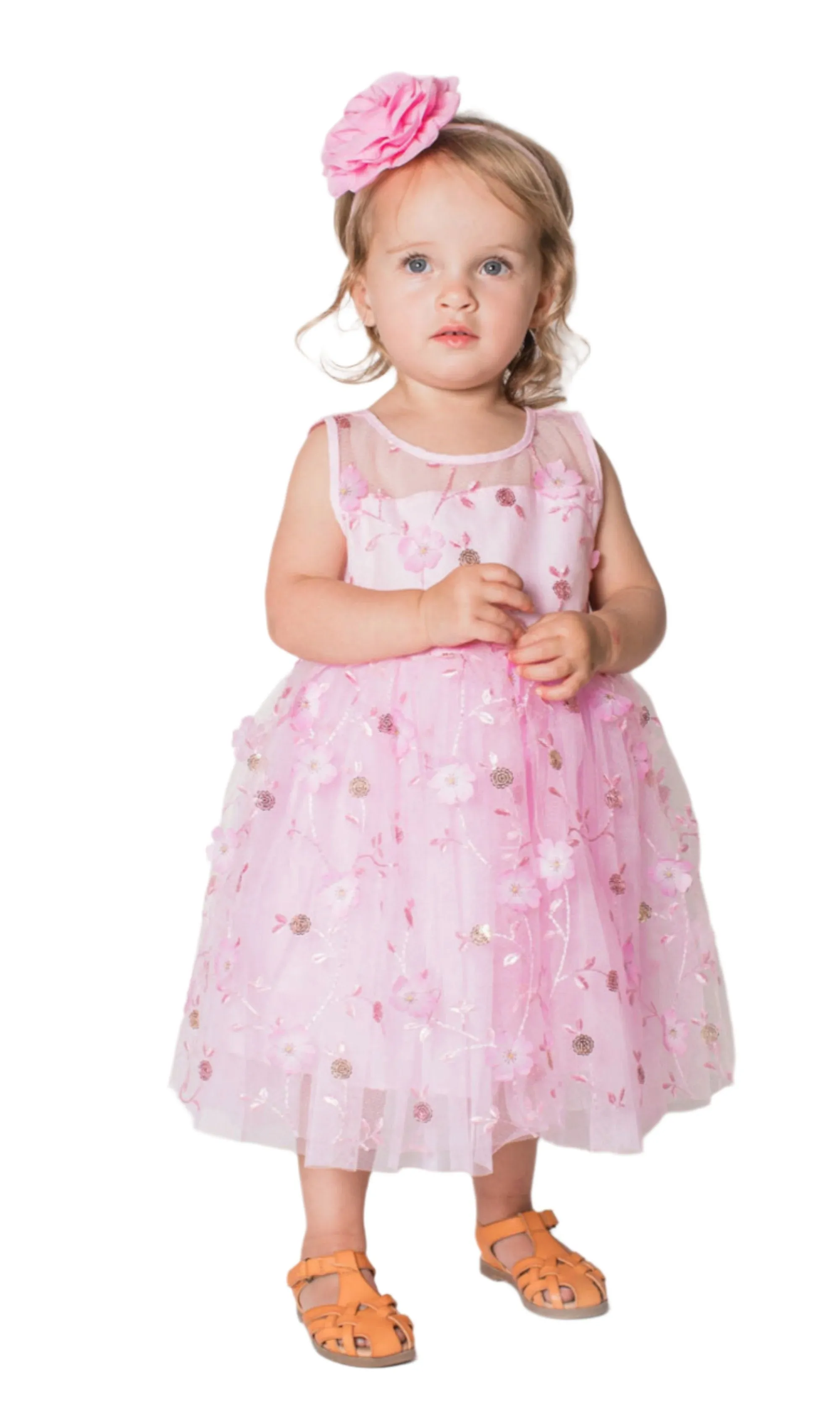 Popatu Baby Girl's Pink Elegant Tulle Dress