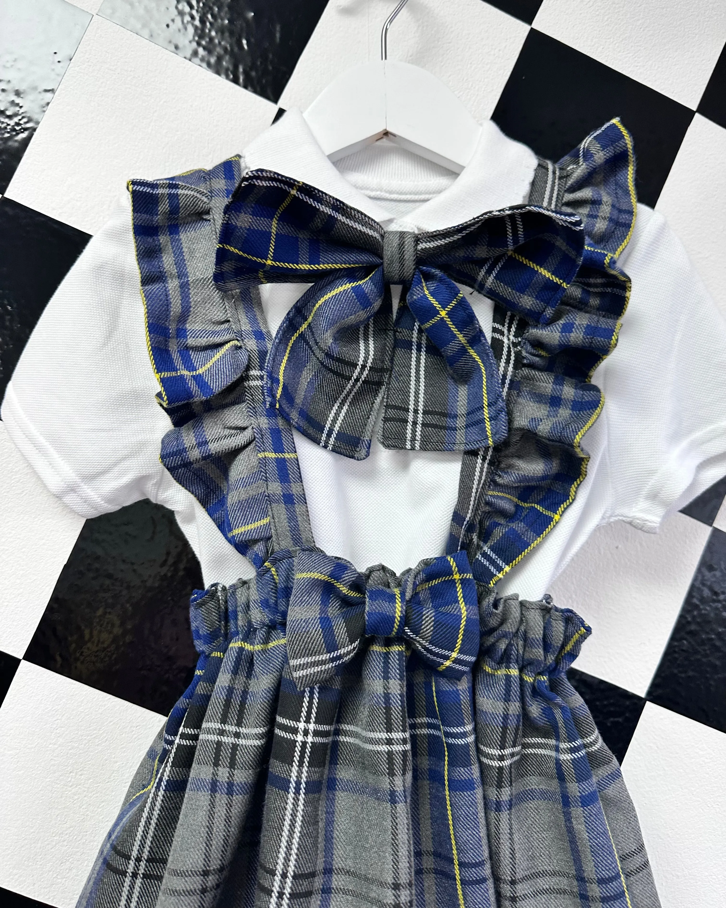 School Frill Tartan Pinafore (other colours/fabric available)