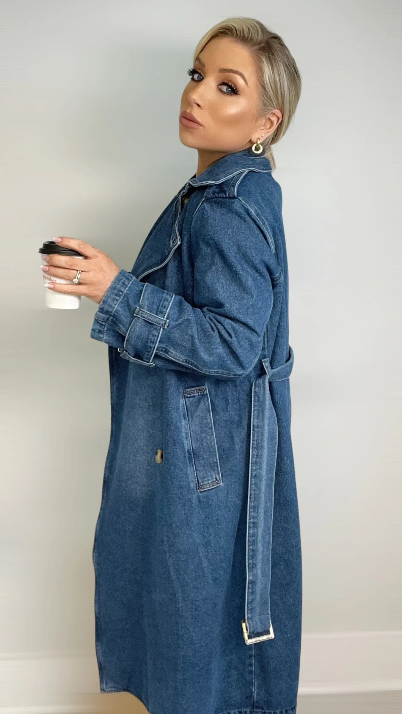 SKYE LUXE DENIM TRENCH COAT