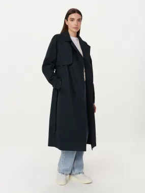 The Long Trench Coat in Deep Blue