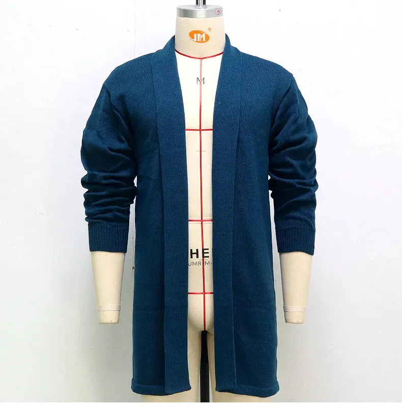 Wiaofellas  -  European American Male Fashion Street Knitted Cardigan Spring  Autumn Thin Knit Shirt Men's Sweater Loose Long Woolen Coat