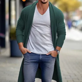 Wiaofellas  -  European American Male Fashion Street Knitted Cardigan Spring  Autumn Thin Knit Shirt Men's Sweater Loose Long Woolen Coat